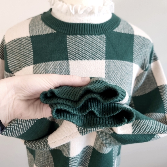 An­thro­polo­gie Plaid Ruffle-Collar Pullover Sweater Prep Preppy Old Money - Picture 4 of 11